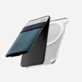 Hyodo's MagBase™ Lite lightweight modular base with FlexiStand Plate showing dual-angle stand and flexible storage features, magsafe wallet